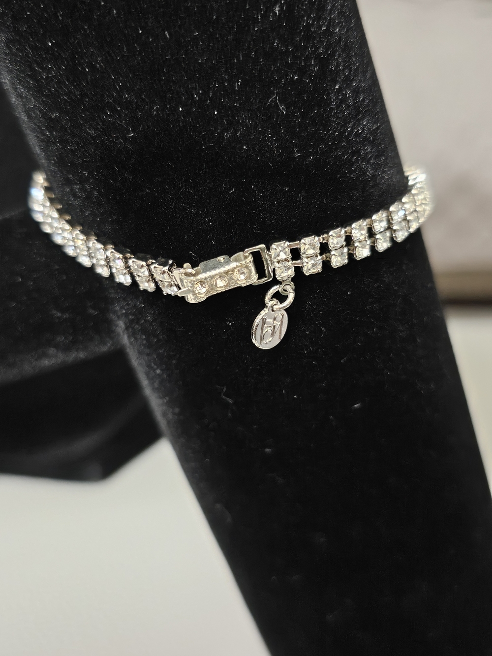 Silver-tone Rhinestone Circle-Link Bracelet - Picture 2 of 2